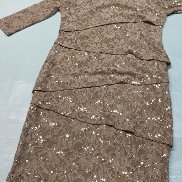 Sequined Layered Office Party Dress With Sleeves - Picture 13 of 13